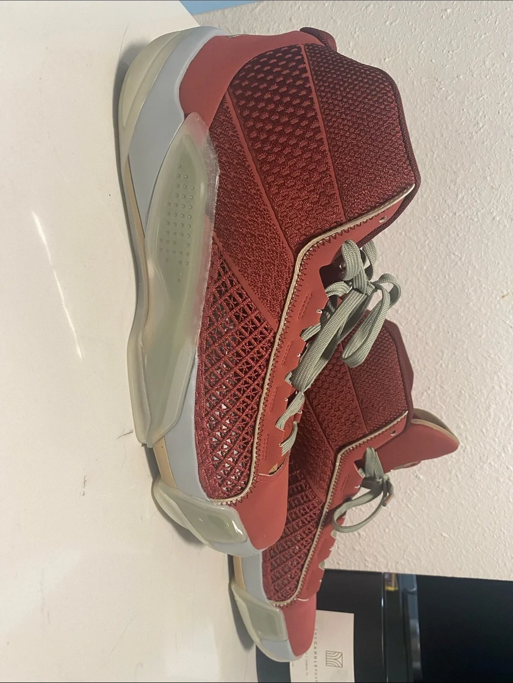 Nike Men's High-Top Athletic Sneakers in Red with Gray Accents